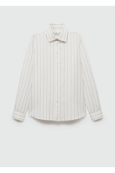 Striped cotton linen regular fit shirt - 3
