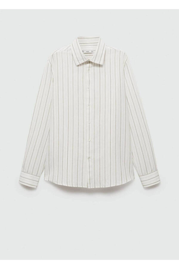 Striped cotton linen regular fit shirt - 3