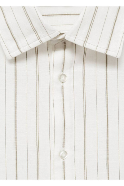 Striped cotton linen regular fit shirt - 8