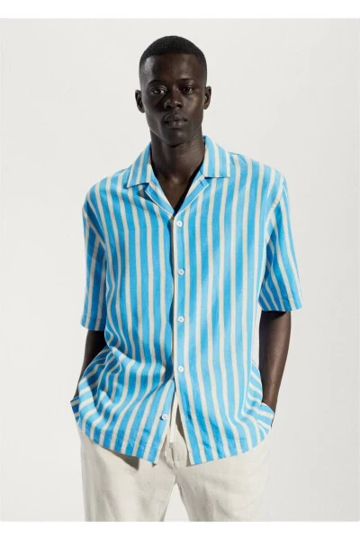 Striped cotton linen shirt - 1