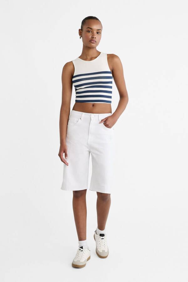 Striped Cotton Sleeveless T-shirt - 9