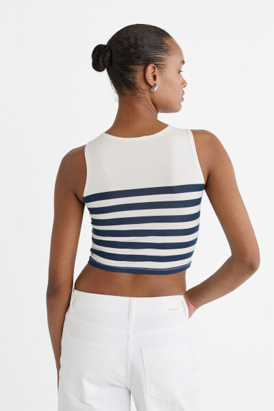 Striped Cotton Sleeveless T-shirt - 10