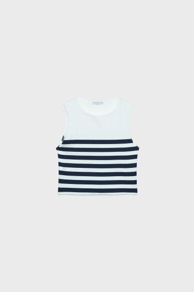 Striped Cotton Sleeveless T-shirt - 12