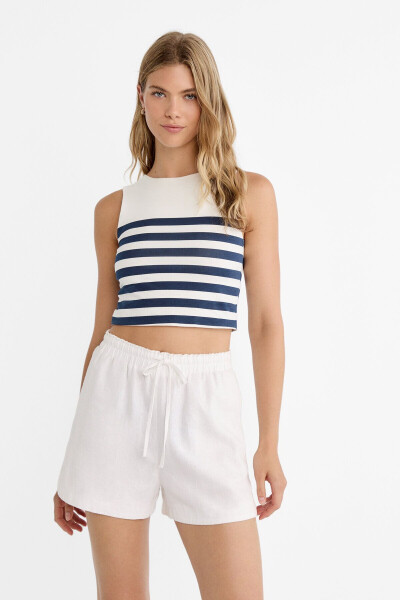 Striped Cotton Sleeveless T-shirt - 1