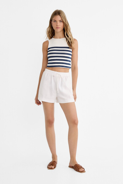 Striped Cotton Sleeveless T-shirt - 2