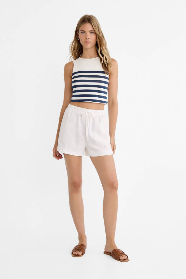 Striped Cotton Sleeveless T-shirt - 2