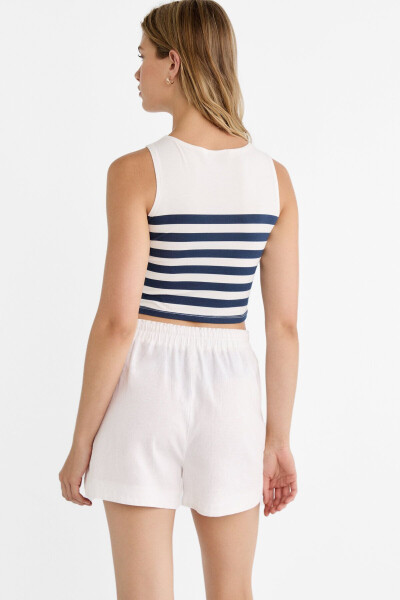 Striped Cotton Sleeveless T-shirt - 3