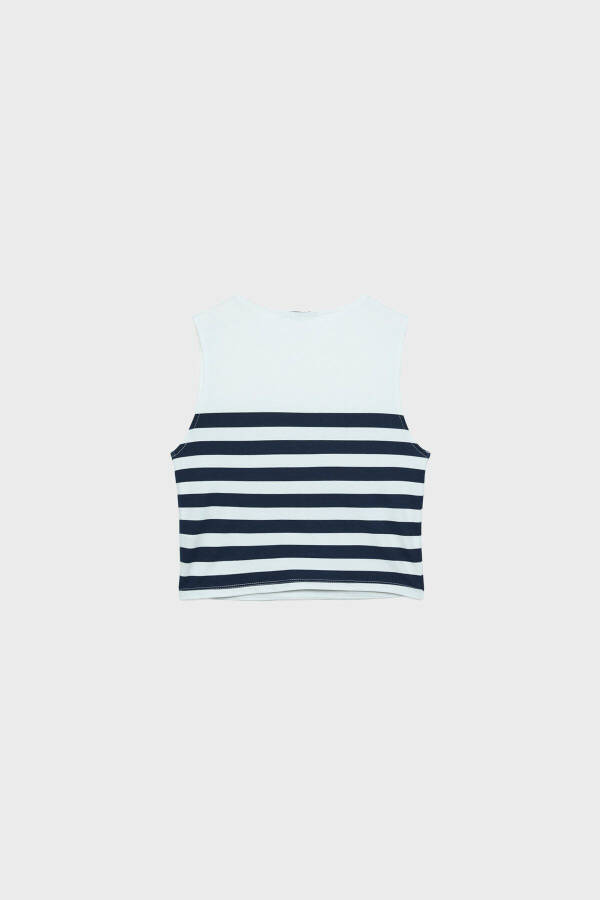 Striped Cotton Sleeveless T-shirt - 6