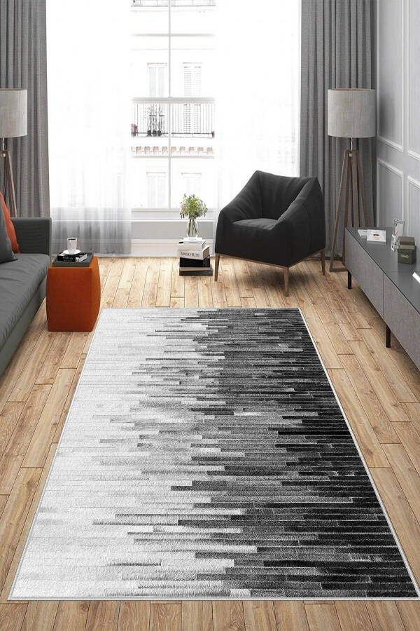 Striped Digital Print Washable Non-Slip Base Decorative Thin Living Room Rug Kitchen Rug And Runner - 1