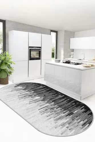 Striped Digital Printing Washable Non-Slip Base Decorative Thin Living Room Carpet Kitchen Carpet and Runner-gray - 1