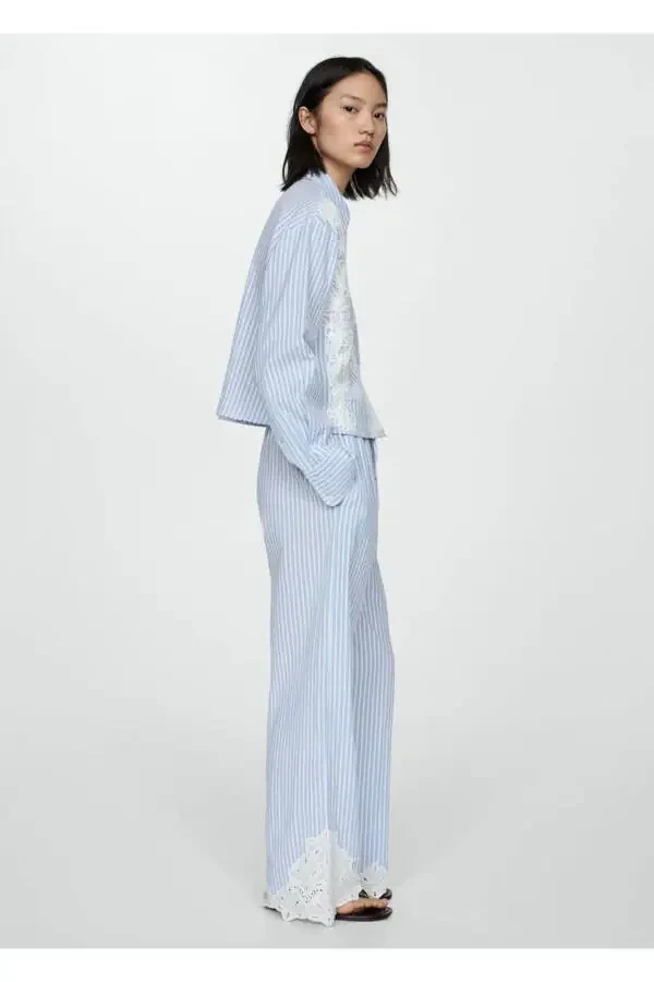 Striped Embroidered Trousers - 2