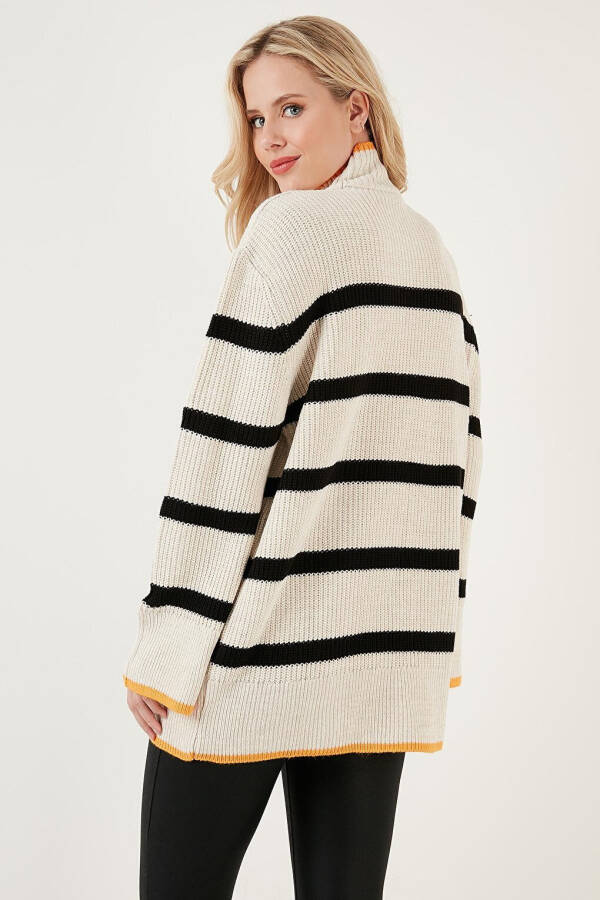 Striped Fisherman Neck Wide Sleeve Knit Sweater 4615144 - 20