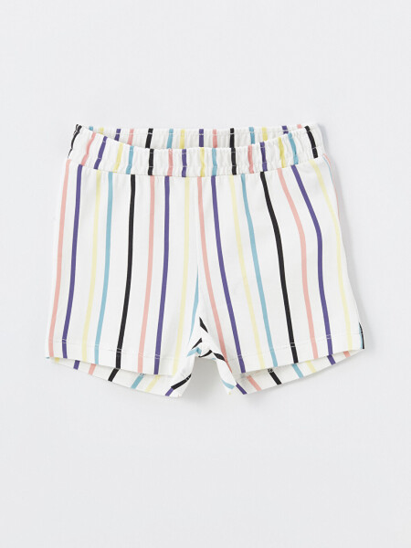 Striped Girls Shorts with Elastic Waistband - 4