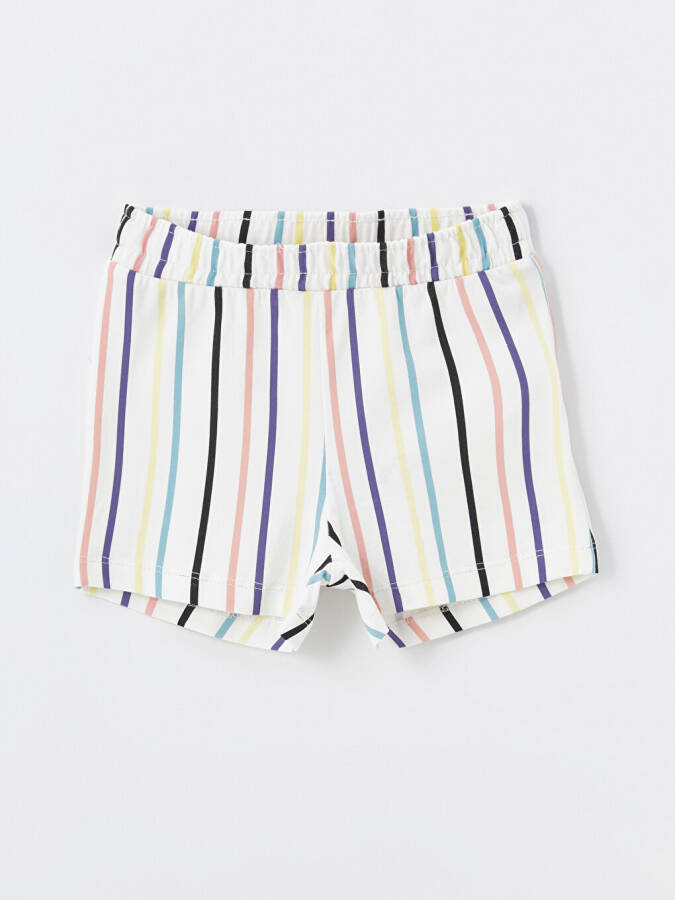 Striped Girls Shorts with Elastic Waistband - 4