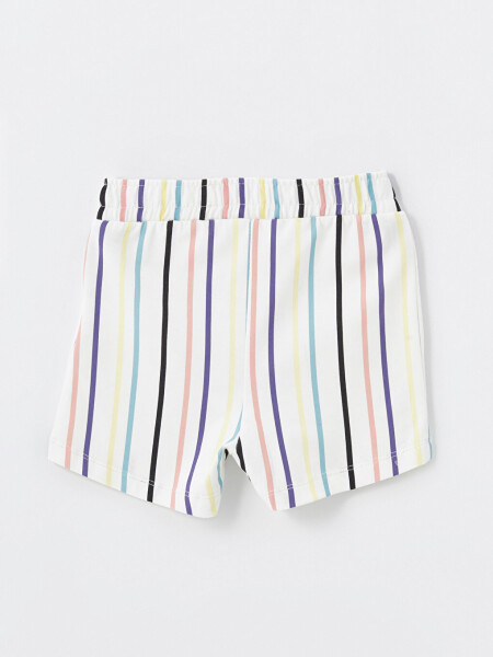 Striped Girls Shorts with Elastic Waistband - 6