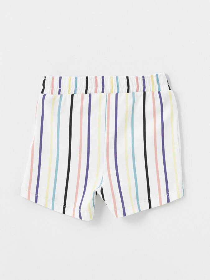 Striped Girls Shorts with Elastic Waistband - 6