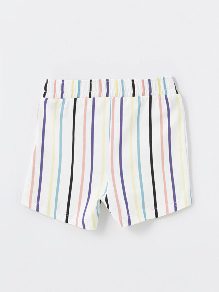 Striped Girls Shorts with Elastic Waistband - 3