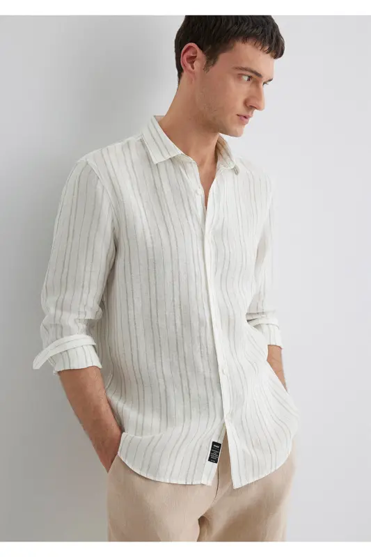 Striped Green Shirt Regular Fit / Normal Cut 02 - 1