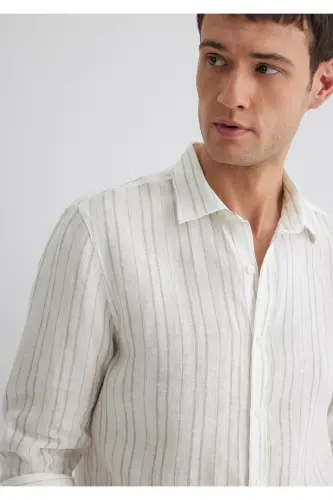 Striped Green Shirt Regular Fit / Normal Cut 02 - 3