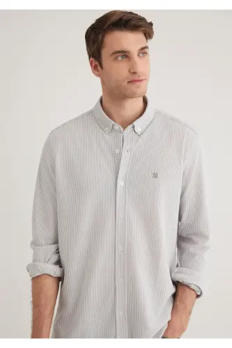 Striped Grey Shirt Slim Fit 0211402-82 - 1