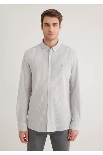 Striped Grey Shirt Slim Fit 0211402-82 - 3