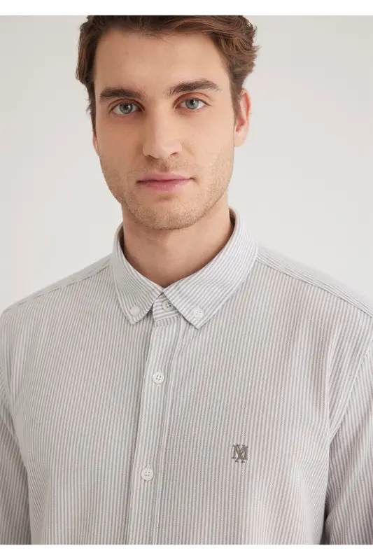 Striped Grey Shirt Slim Fit 0211402-82 - 5
