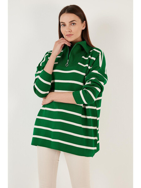 Striped Half-Zip Oversized Knit Sweater 4616080 - 7