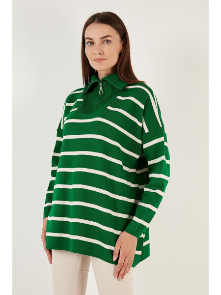 Striped Half-Zip Oversized Knit Sweater 4616080 - 8