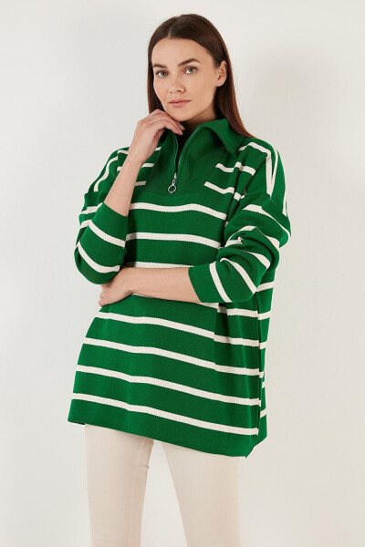 Striped Half-Zip Oversized Knit Sweater 4616080 - 12