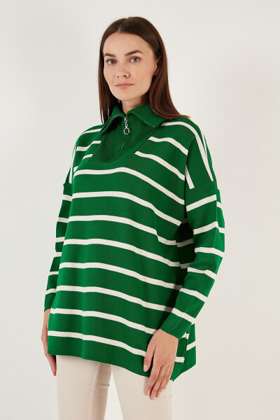 Striped Half-Zip Oversized Knit Sweater 4616080 - 13