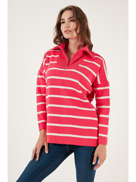 Striped Half-Zip Oversized Knit Sweater 4616080 - 7