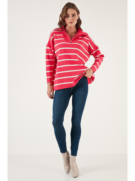 Striped Half-Zip Oversized Knit Sweater 4616080 - 9