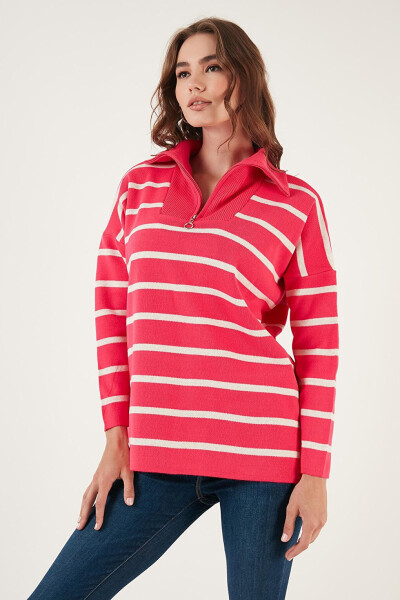 Striped Half-Zip Oversized Knit Sweater 4616080 - 12