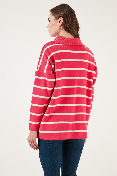 Striped Half-Zip Oversized Knit Sweater 4616080 - 15