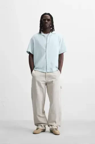 STRIPED JACQUARD SHIRT-Light blue - 1