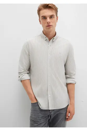 Striped Khaki Shirt Slim Fit / Narrow Cut 0211402-91332-Colorful - 5