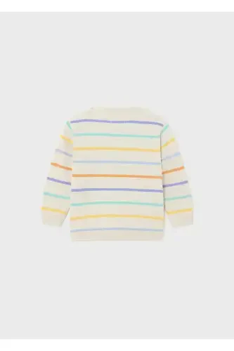 Striped Knit Baby Boy T-shirt with Dog Print - 4