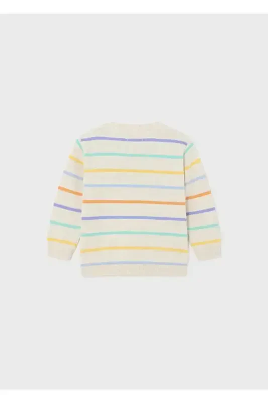 Striped Knit Baby Boy T-shirt with Dog Print - 4