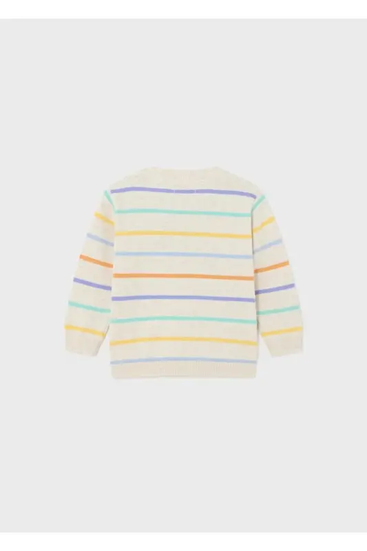 Striped Knit Baby Boy T-shirt with Dog Print - 4