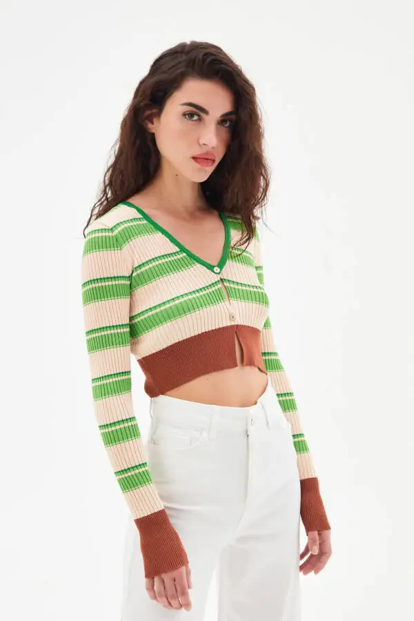 Striped Knit Cardigan - 4