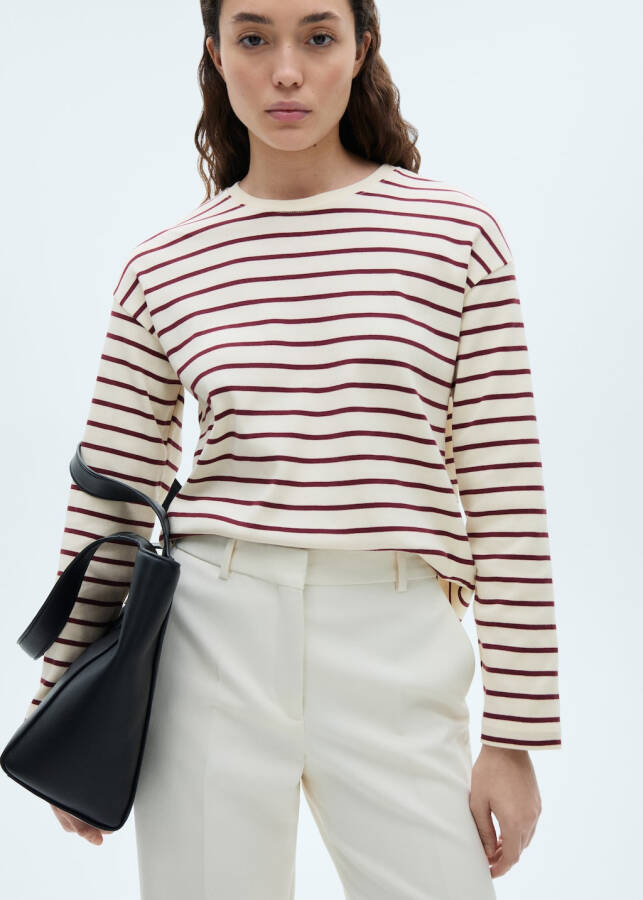 Striped knit sweatshirt - Burgundy. - 15