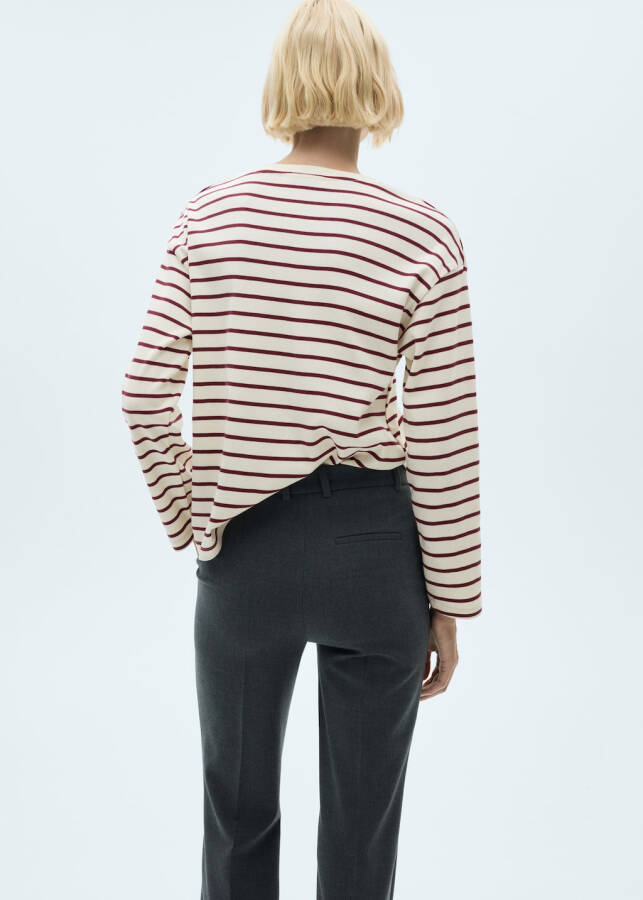 Striped knit sweatshirt - Burgundy. - 10