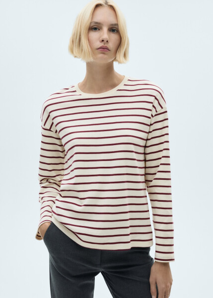 Striped knit sweatshirt - Burgundy. - 11