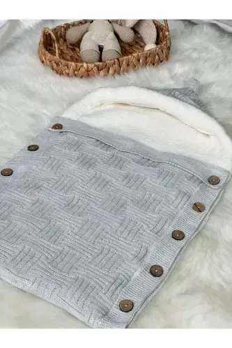 STRIPED KNITTED TRICOT WELLSOFT INNER BABY SWADDLE-GRAY - 1