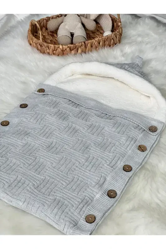 STRIPED KNITTED TRICOT WELLSOFT INNER BABY SWADDLE-GRAY - 1