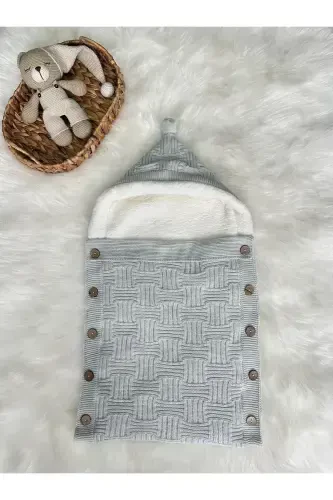 STRIPED KNITTED TRICOT WELLSOFT INNER BABY SWADDLE-GRAY - 3