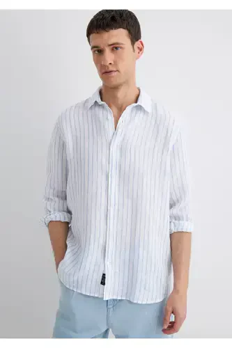 Striped Linen Shirt Regular Fit - MAVI (1)