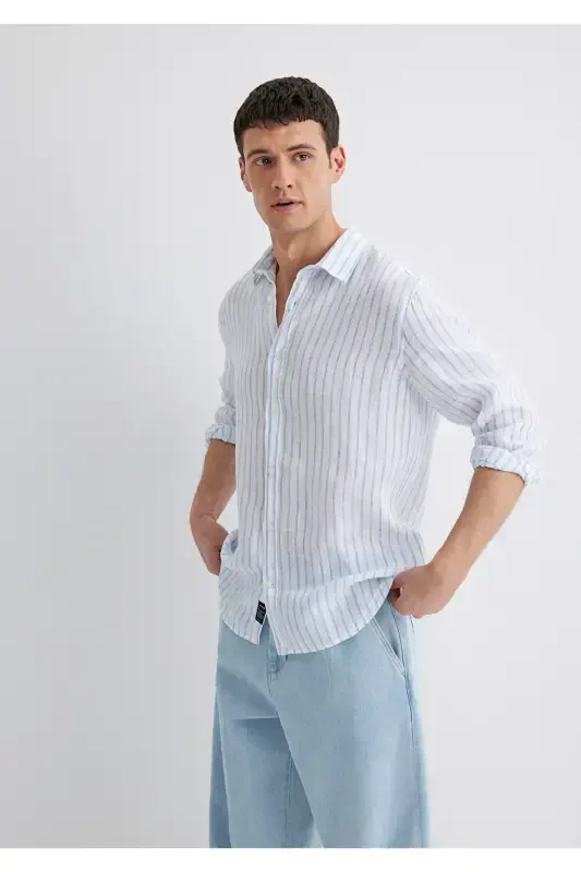 Striped Linen Shirt Regular Fit - 3