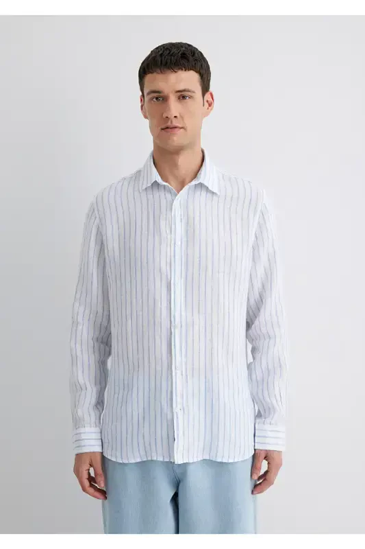 Striped Linen Shirt Regular Fit - 4