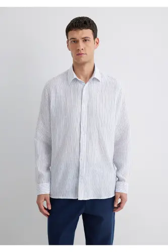 Striped Linen Shirt Standard 0211634-90795 - 3